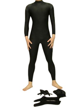 Unicolor Black Unisex Spandex Catsuits