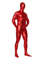 Unicolor Red Unisex Shiny Metallic Zentai Suit