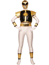 White Black And Gold Lycra Spandex Super Hero Zentai Suit