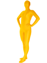Yellow Unisex Unicolor Spandex Zentai Suit