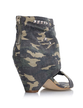Low Heel Wild Green Camouflage Canvas Sandal Boots