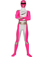 Pink And Silver Lycra Spandex Super Hero Costume