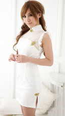 Lingerie Sexy Dress Cheong-Sam Sans Manches Ange Blanche 
