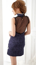 Lingerie Sexy Dress Cheong-Sam Sans Manches Ange Bleue Foncé