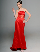 Mermaid Trumpet Strapless Sash Satin Bridesmaid Dress