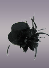 Dentelle plumes noires plumes mariage Molleton Pillbox Hat pour la mariée
