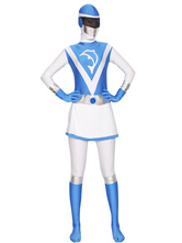 Blue White Unisex Lycra Zentai Suit