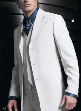 White Three Buttons Worsted Men's Wedding Suit