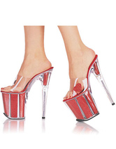 7 9/10’’ High Heel 3 1/2’’ Platform Sweetheart-Print Clear PVC Sexy Mules