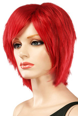 Beautiful Women's 35cm Short Red Fashion Wig With Fringe