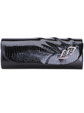Black Pleated PU Leather Party Clutch