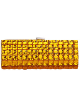 Casual Gold Rhinestone Snap Closure Acrylic Stone PU Prom Clutch