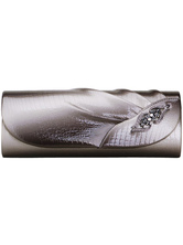 Grey Pleated PU Leather Party Clutch
