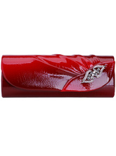 Red Pleated PU Leather Party Clutch