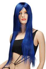 Estilos Cabello  Pequenegras on De Rom  Ntica Azul Mujeres Negras 80 Cm De Largo Y Recto Peluca De