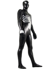 Black And Silver Shiny Metallic Spiderman Super Hero Zentai Suit