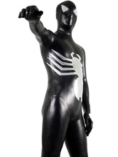 Black And Silver Shiny Metallic Spiderman Super Hero Zentai Suit