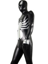 Black And Silver Shiny Metallic Spiderman Super Hero Zentai Suit