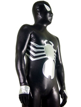 Black And Silver Shiny Metallic Spiderman Super Hero Zentai Suit