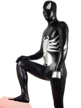 Black And Silver Shiny Metallic Spiderman Super Hero Zentai Suit