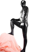 Black And Silver Shiny Metallic Spiderman Super Hero Zentai Suit