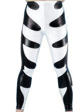 Black And White Shiny Metallic Wrestling Pants