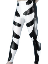 Black And White Shiny Metallic Wrestling Pants