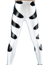 Black And White Shiny Metallic Wrestling Pants