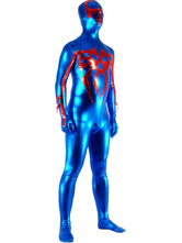 Blue And Red Shiny Metallic Super Hero Zentai Suit