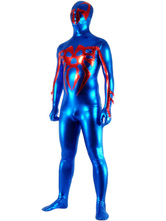 Blue And Red Shiny Metallic Super Hero Zentai Suit