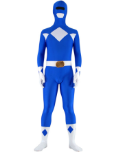 Blue And White Lycra Spandex Unisex Super Hero Zentai Suit