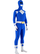 Blue And White Lycra Spandex Unisex Super Hero Zentai Suit