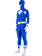 Blue And White Lycra Spandex Unisex Super Hero Zentai Suit