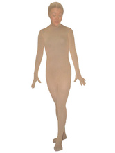 Unisex Flesh color Sheer Velours Zentai Suit