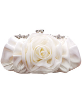 Pochette de soirée élégante blanche en taffetas avec rosette