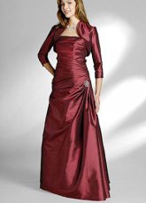 Two-Piece Long Sleeves Taffeta Floor Length Mother Of Bride And Groom Dress