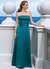 Strapless Satin Floor Length Bridesmaid Dress
