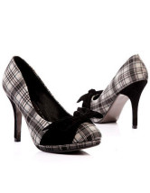 3 7/10'' Heel Gingham Round Toe Chic's Nubuck Fashion Romantic Pumps
