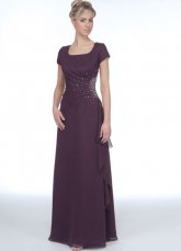 Attractive Short Sleeves Beading Floor Length Chiffon Mother Of Groom And Bride Dress