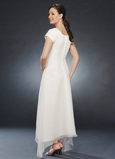 Beautiful White Short Sleeves Pleated Chiffon Mother Of Groom And Bride Dress