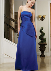 Slim Strapless Satin Floor Length Evening Dress