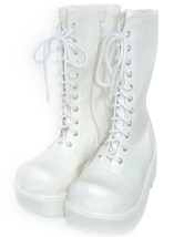 2 3/5'' White PU Ankle Lolita Boots