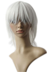 45 cm Medium Length White Fashion Wig