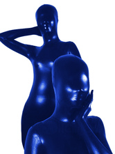 Blue Unisex Shiny Metallic Zentai Suit