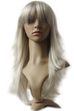 Chic 60 cm de long perruque de mode Argent