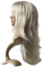 Chic 60 cm de long perruque de mode Argent