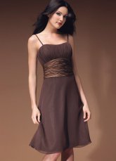 Classic Spaghetti Pleated Wrapped Knee Length Chiffon Summer Prom Dress