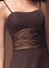Classic Spaghetti Pleated Wrapped Knee Length Chiffon Summer Prom Dress