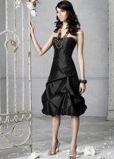 Formal Black Ruched Bottom Taffeta Prom Dress