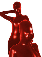 Red Unisex Shiny Metallic Zentai Suit